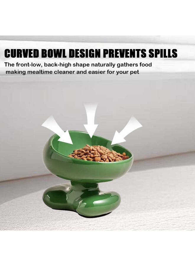 نايلوك وعاء طعام قطط مصنوع من السيراميك، مع جدار رأسي مائل بزاوية 15 درجة لتسهيل استخدامه، وتصميم منحني مضاد للتسرب، مصمم خصيصًا للقطط والكلاب الصغيرة، اللون الأخضر - Image 4